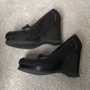 Mark Fisher black suede loafer wedge size 7 1/2